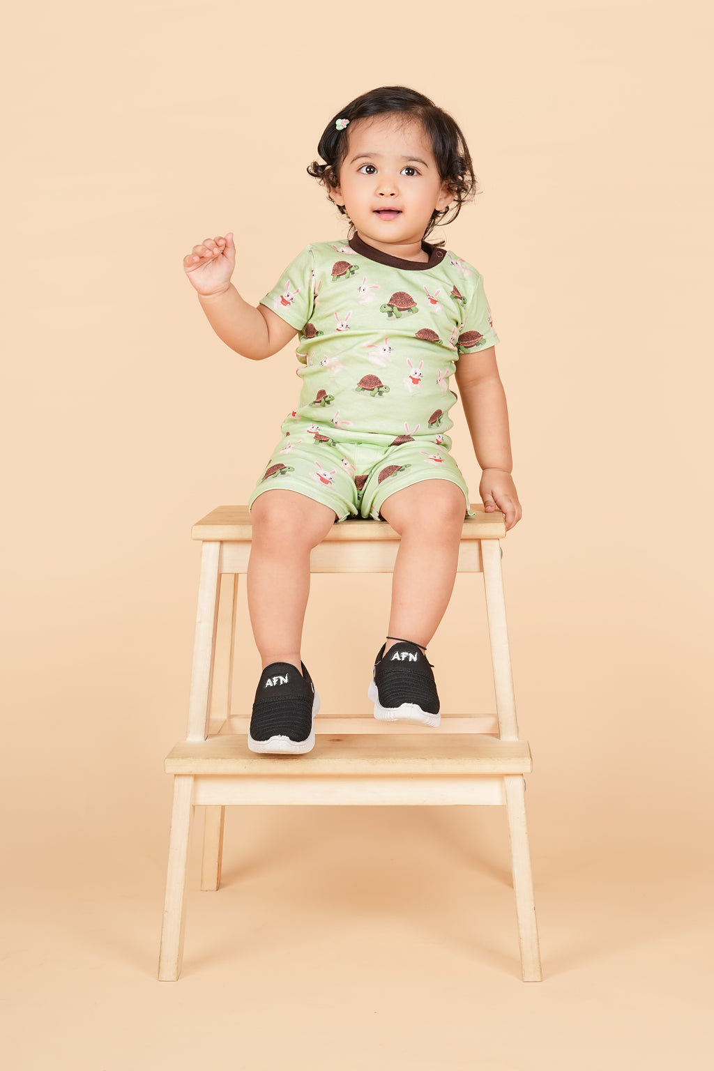Teddytot Interlock Turtle Bunny Digital Print Organic Cotton T-Shirt & Shorts Set