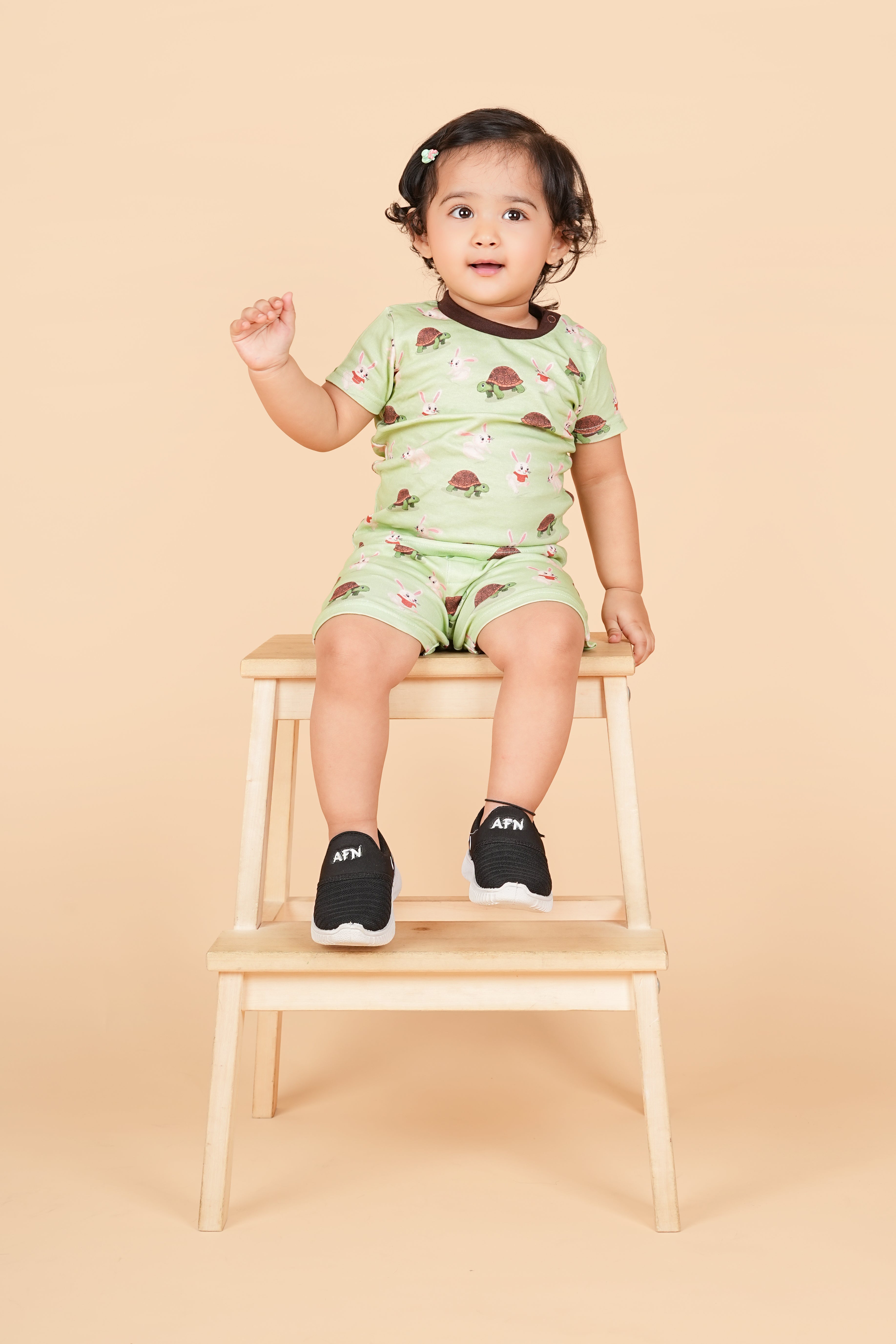 Teddytot Interlock Turtle Bunny Digital Print Organic Cotton T-Shirt & Shorts Set