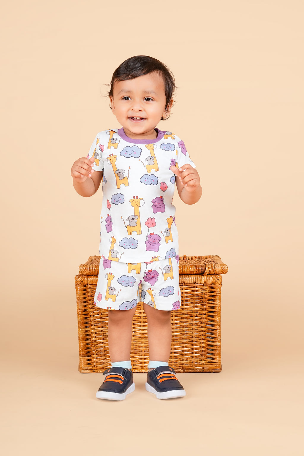 Teddytot  Interlock Giraffe Digital Print Organic Cotton T-Shirt & Shorts Set
