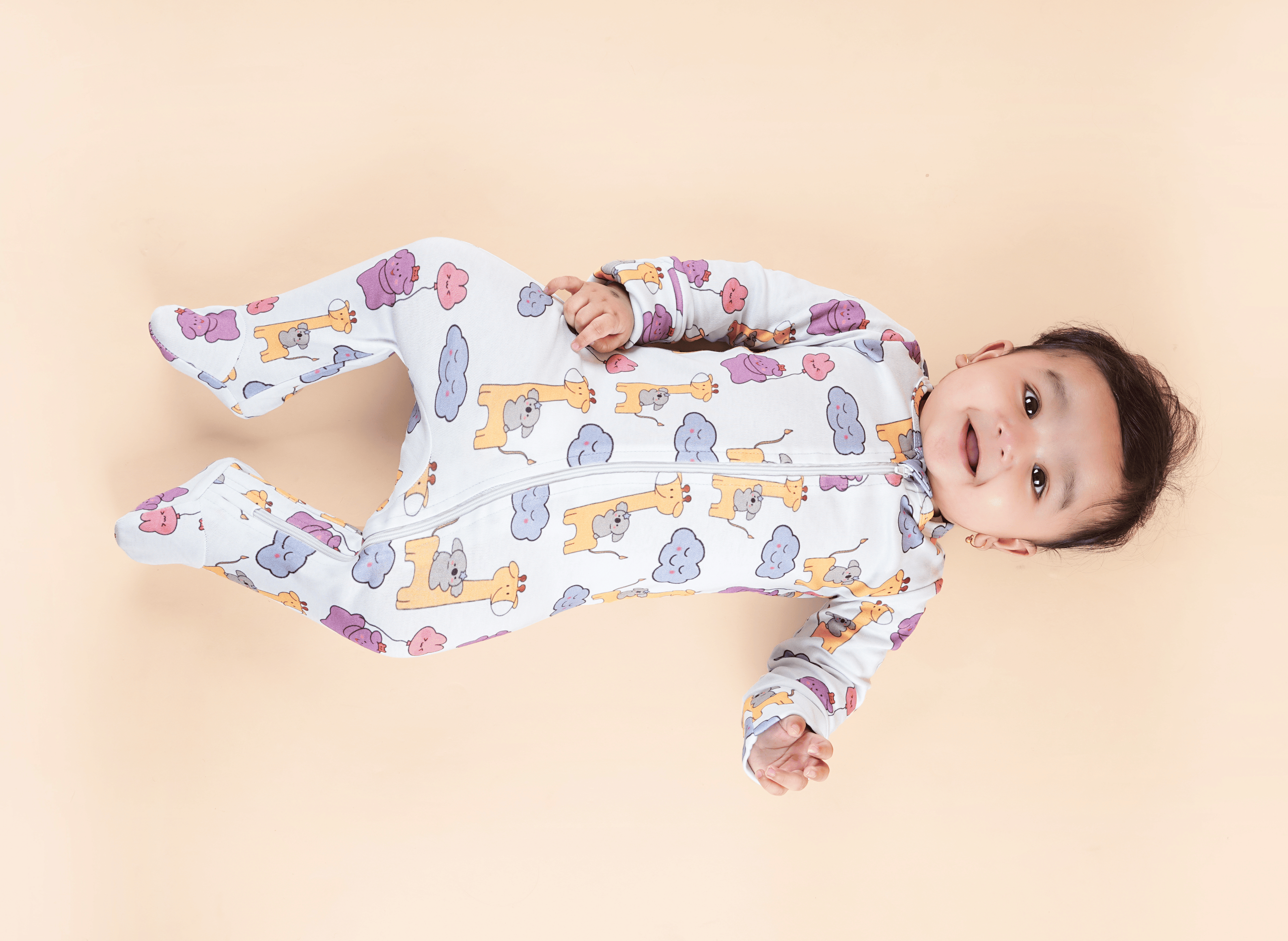 Teddytot Interlock Giraffe Digital Print Organic Cotton Romper + Sleepsuit