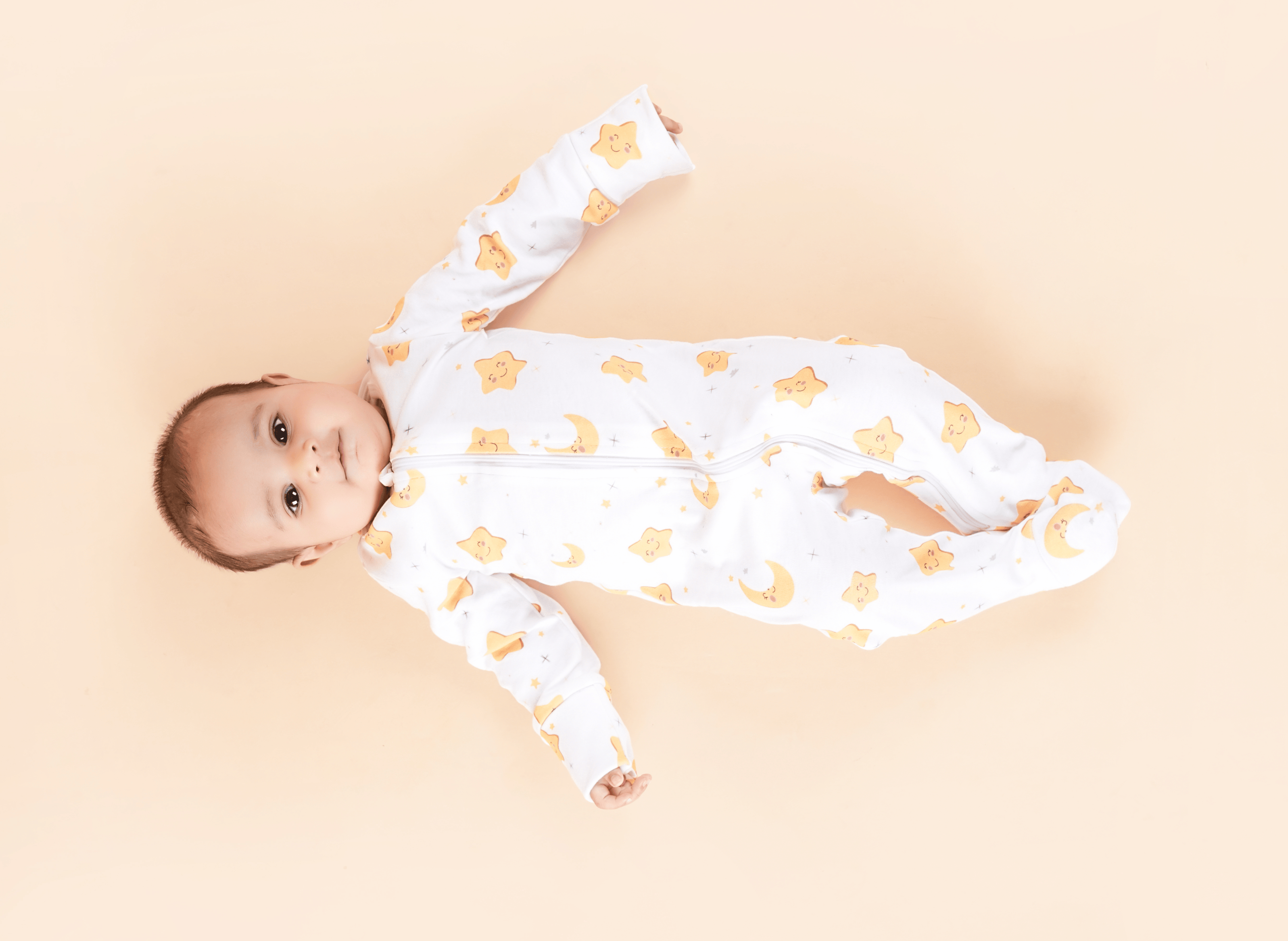 Teddytot Interlock Star Moon Digital Print Organic Cotton Romper + Sleepsuit