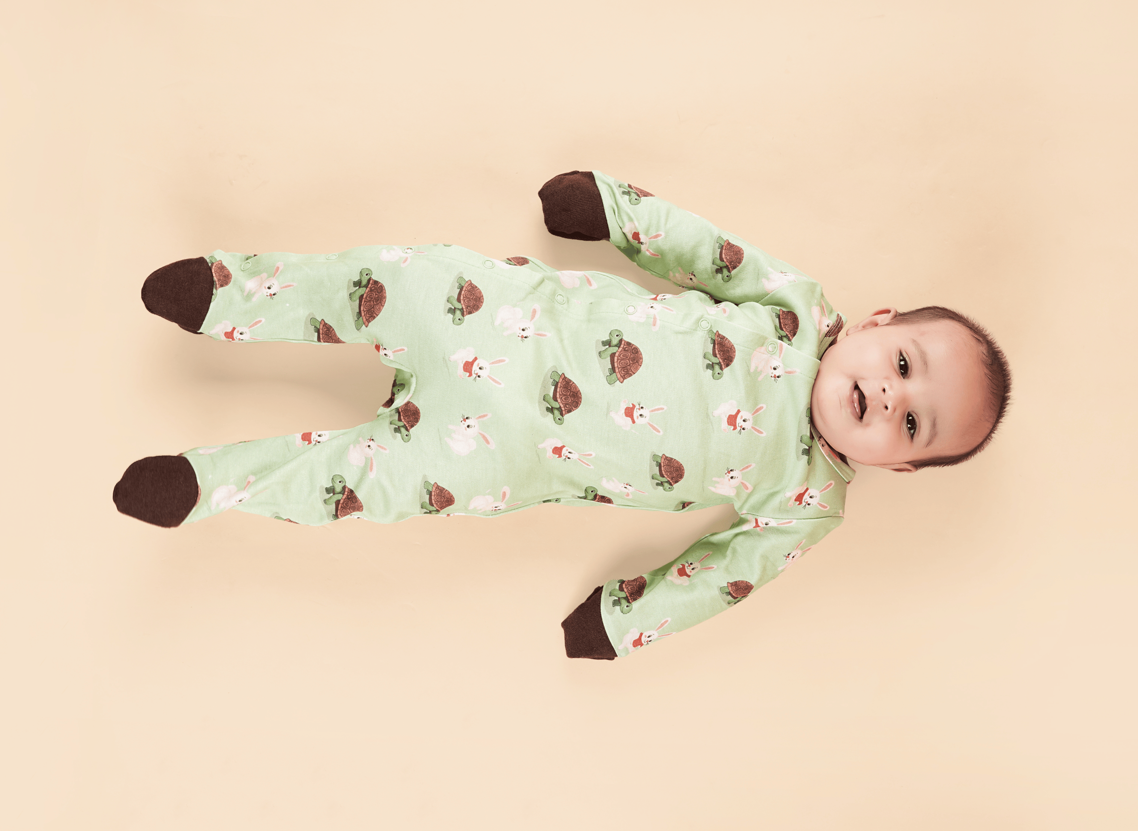 Teddytot Interlock Turtle Bunny Digital Print Organic Cotton Romper + Sleepsuit