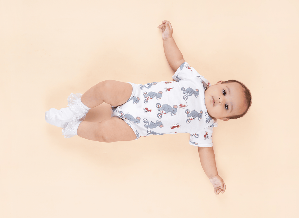 Teddytot Interlock Elephant Pattern Digital Print Organic Cotton Onesie