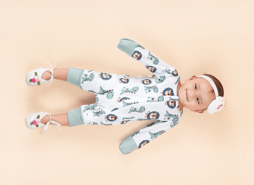 Teddytot Interlock Lion Print Organic Cotton Romper