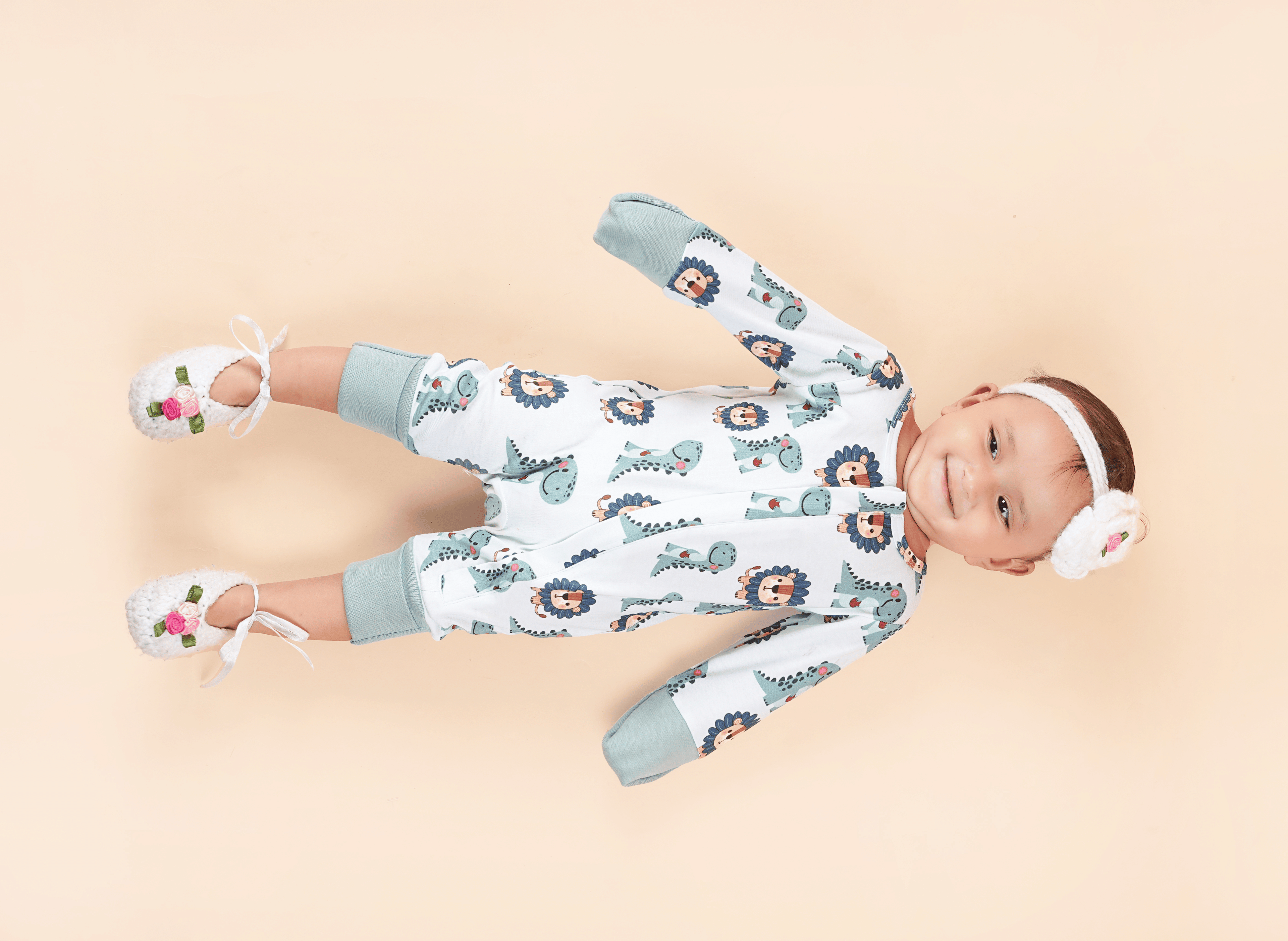 Teddytot Interlock Lion Print Organic Cotton Romper