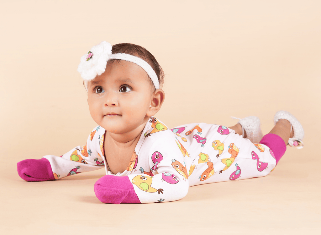 Teddytot Interlock Angry Bird Print Organic Cotton Romper