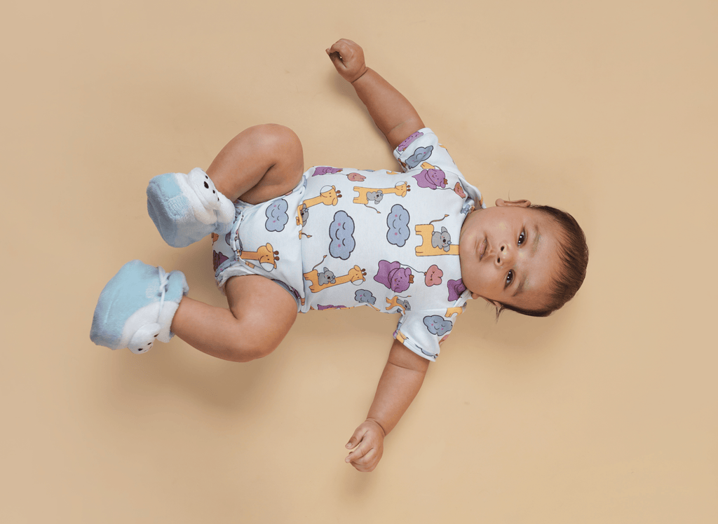 Teddytot Interlock Giraffe Digital Print Organic Cotton Onesie