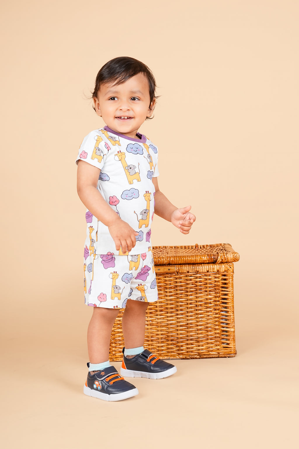 Teddytot  Interlock Giraffe Digital Print Organic Cotton T-Shirt & Shorts Set