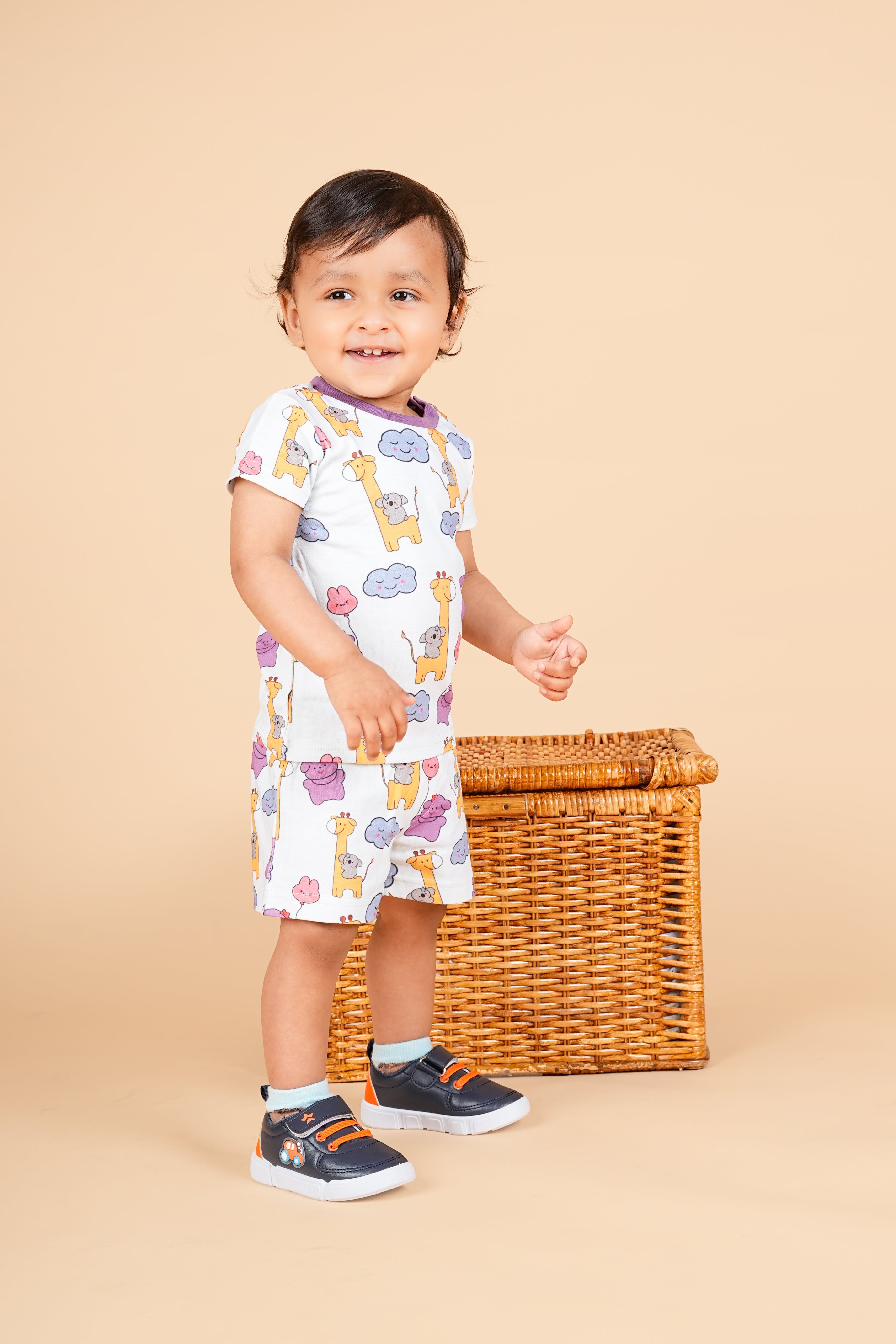 Teddytot  Interlock Giraffe Digital Print Organic Cotton T-Shirt & Shorts Set