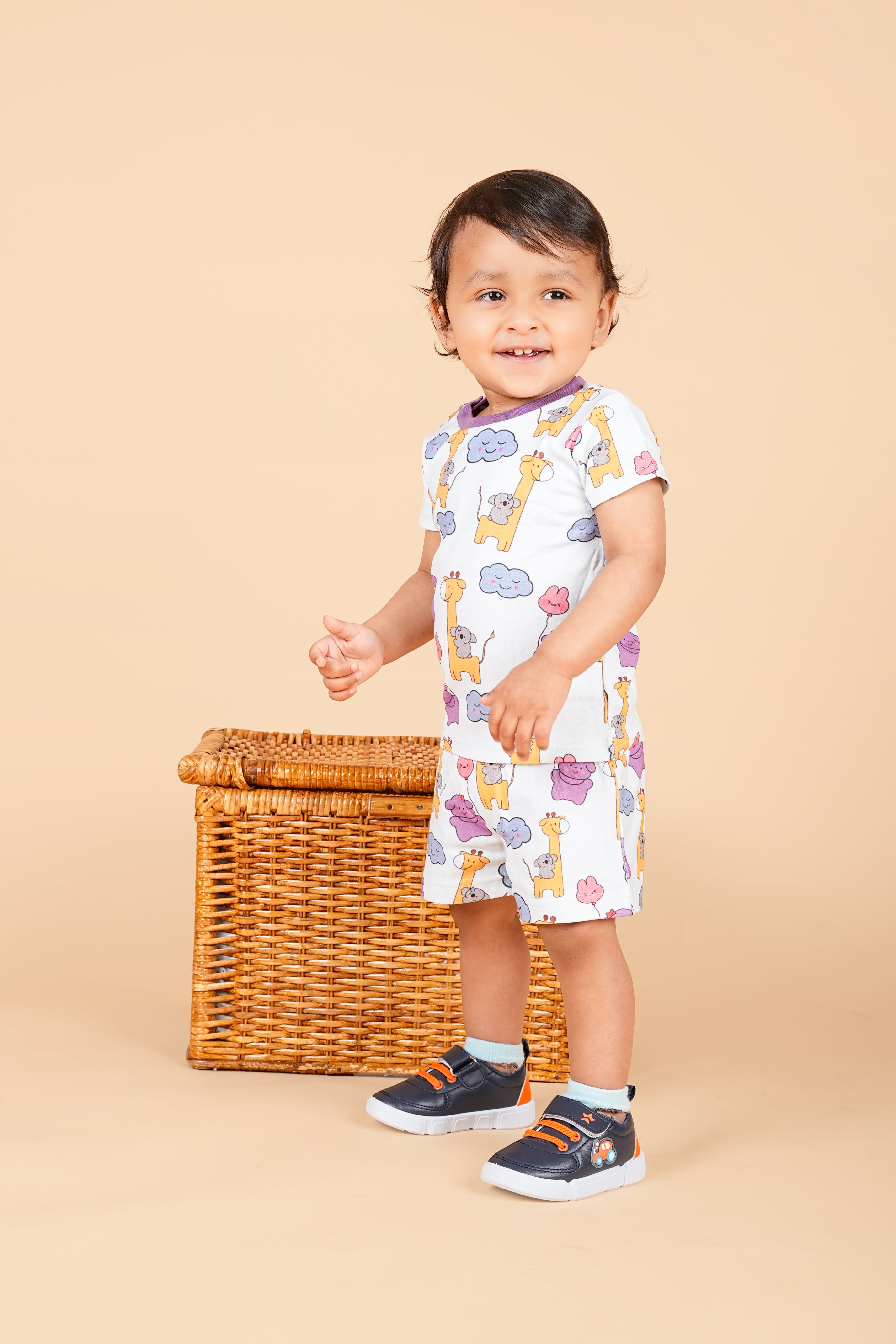 Teddytot  Interlock Giraffe Digital Print Organic Cotton T-Shirt & Shorts Set