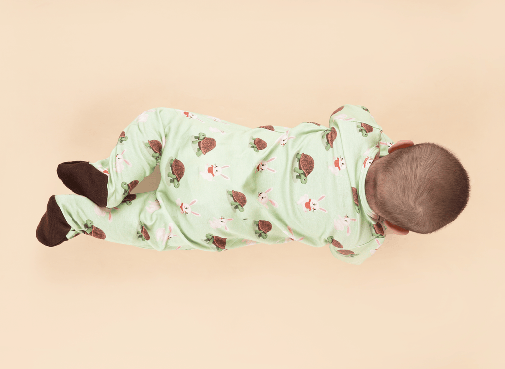 Teddytot Interlock Turtle Bunny Digital Print Organic Cotton Romper + Sleepsuit