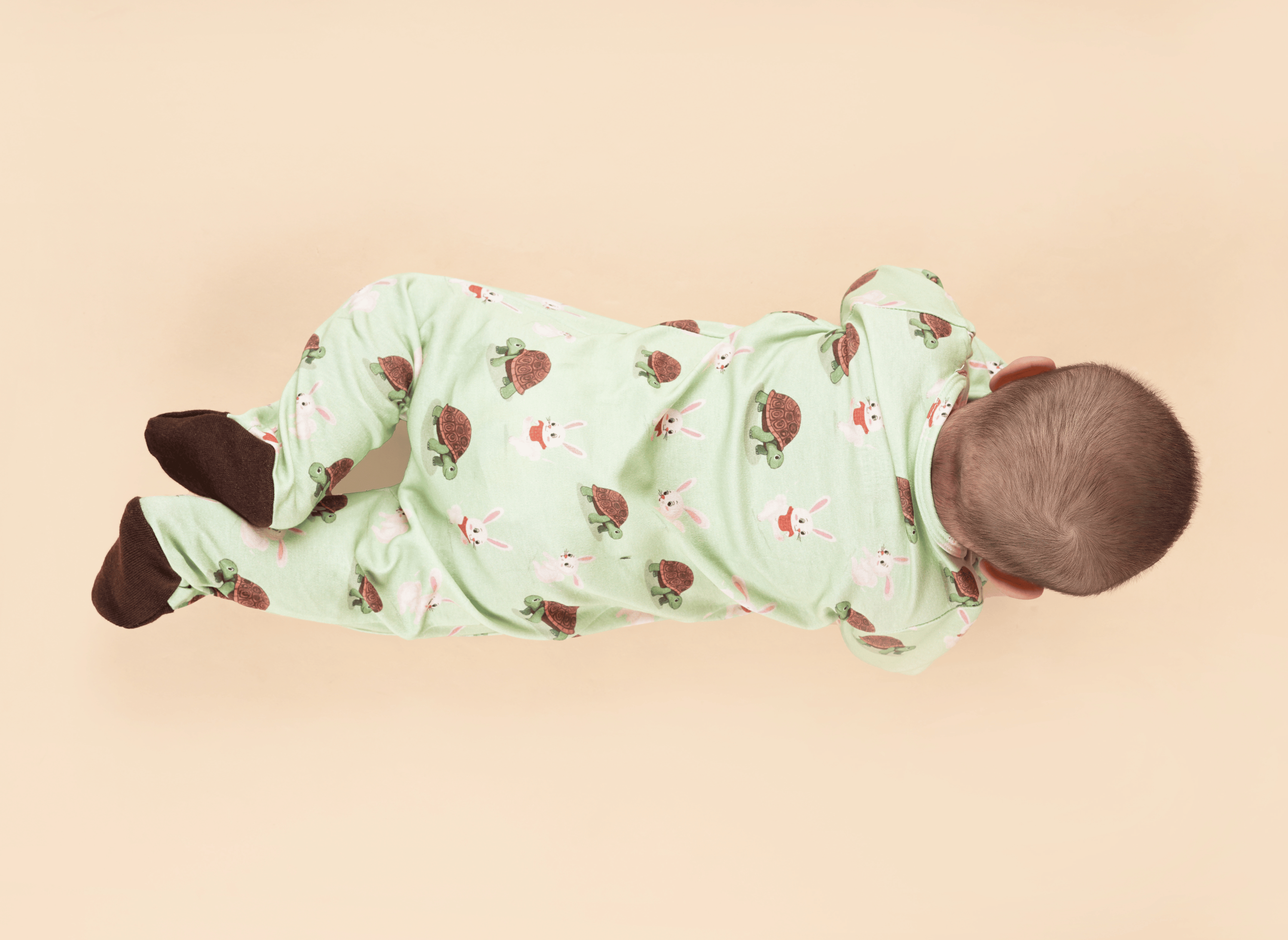 Teddytot Interlock Turtle Bunny Digital Print Organic Cotton Romper + Sleepsuit