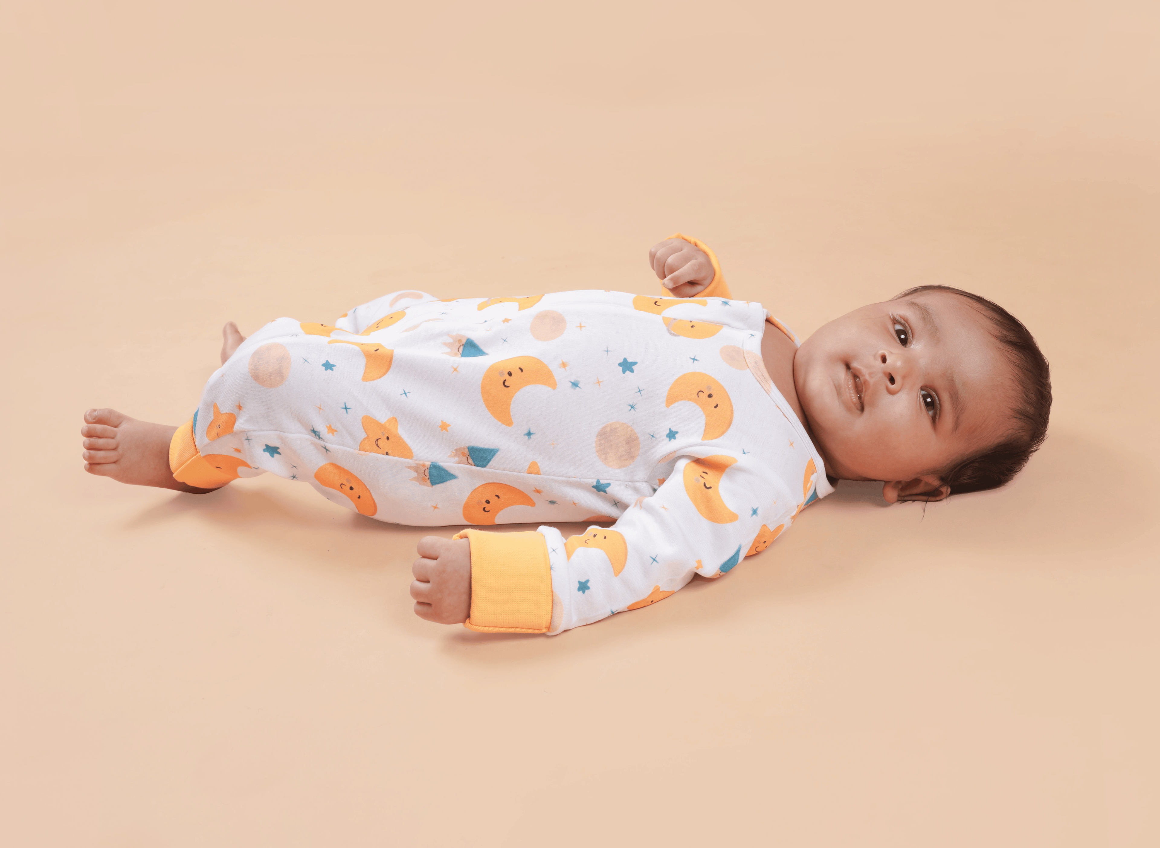 Teddytot Interlock Star Moon Print Organic Cotton Romper