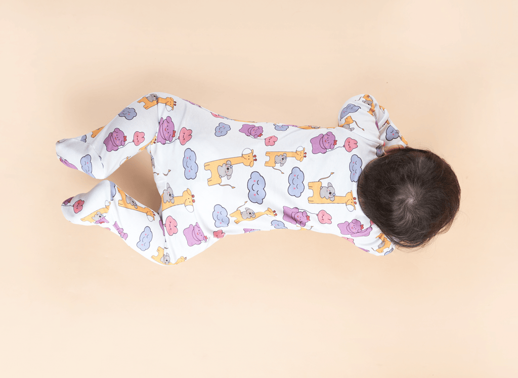 Teddytot Interlock Giraffe Digital Print Organic Cotton Romper + Sleepsuit