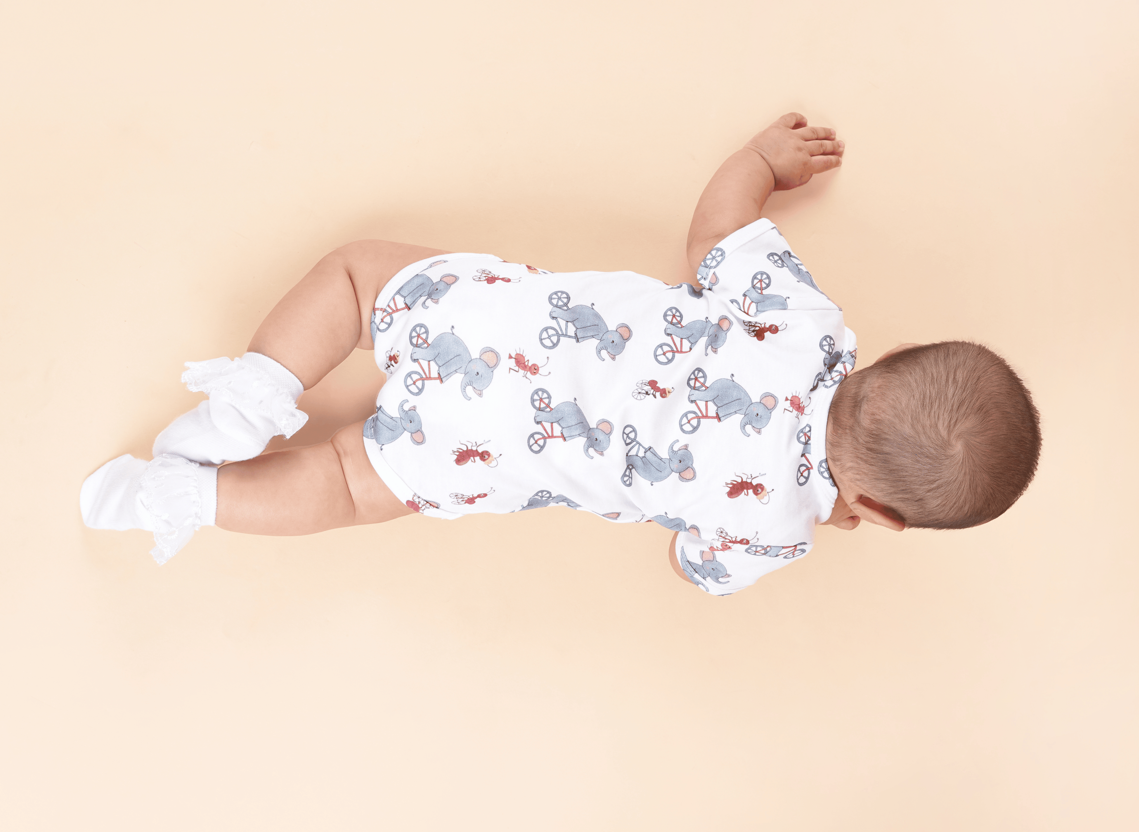 Teddytot Interlock Elephant Pattern Digital Print Organic Cotton Onesie