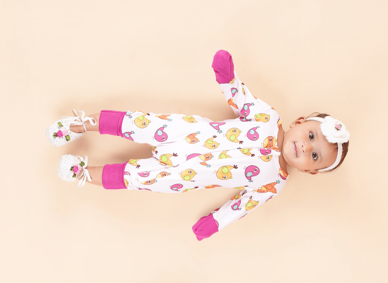 Teddytot Interlock Angry Bird Print Organic Cotton Romper