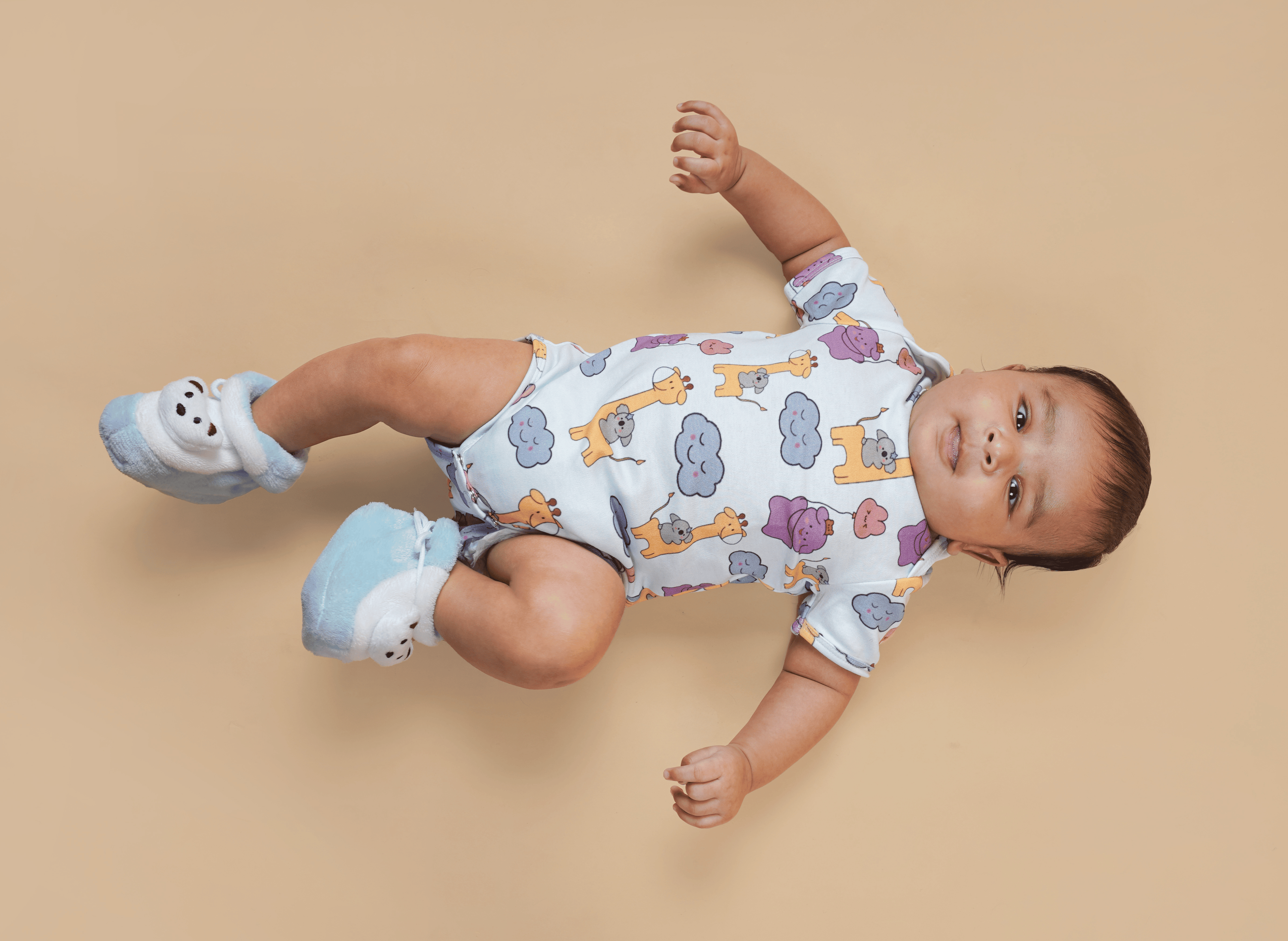 Teddytot Interlock Giraffe Digital Print Organic Cotton Onesie