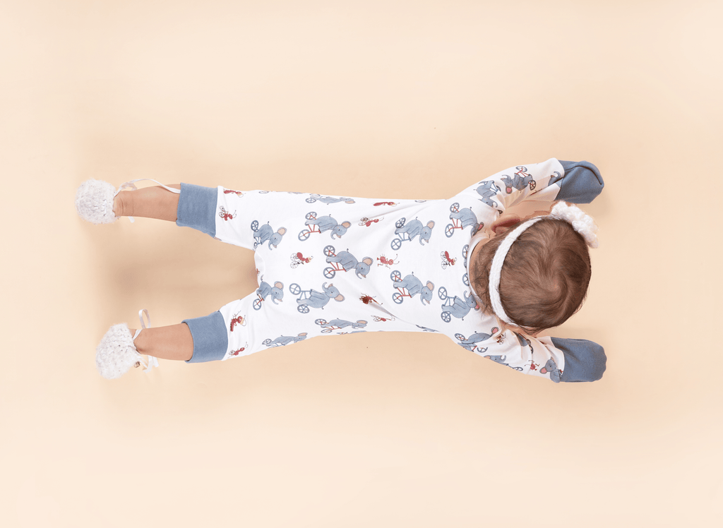 Teddytot Interlock Elephant Print Digital Print Organic Cotton Romper