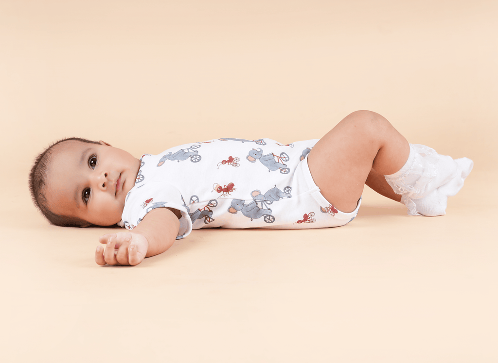 Teddytot Interlock Elephant Pattern Digital Print Organic Cotton Onesie