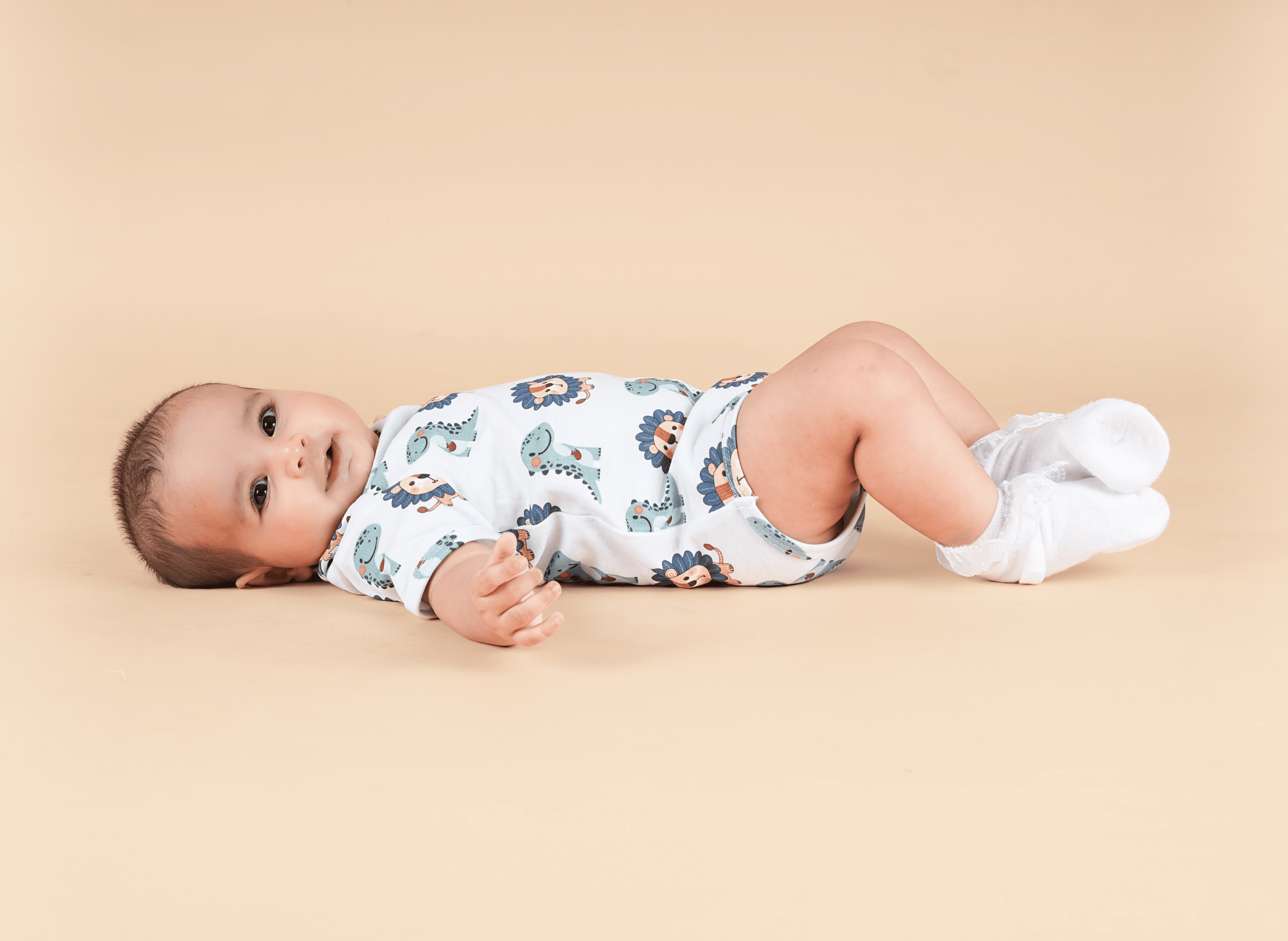 Teddytot Interlock Lion Print Organic Cotton Onesie