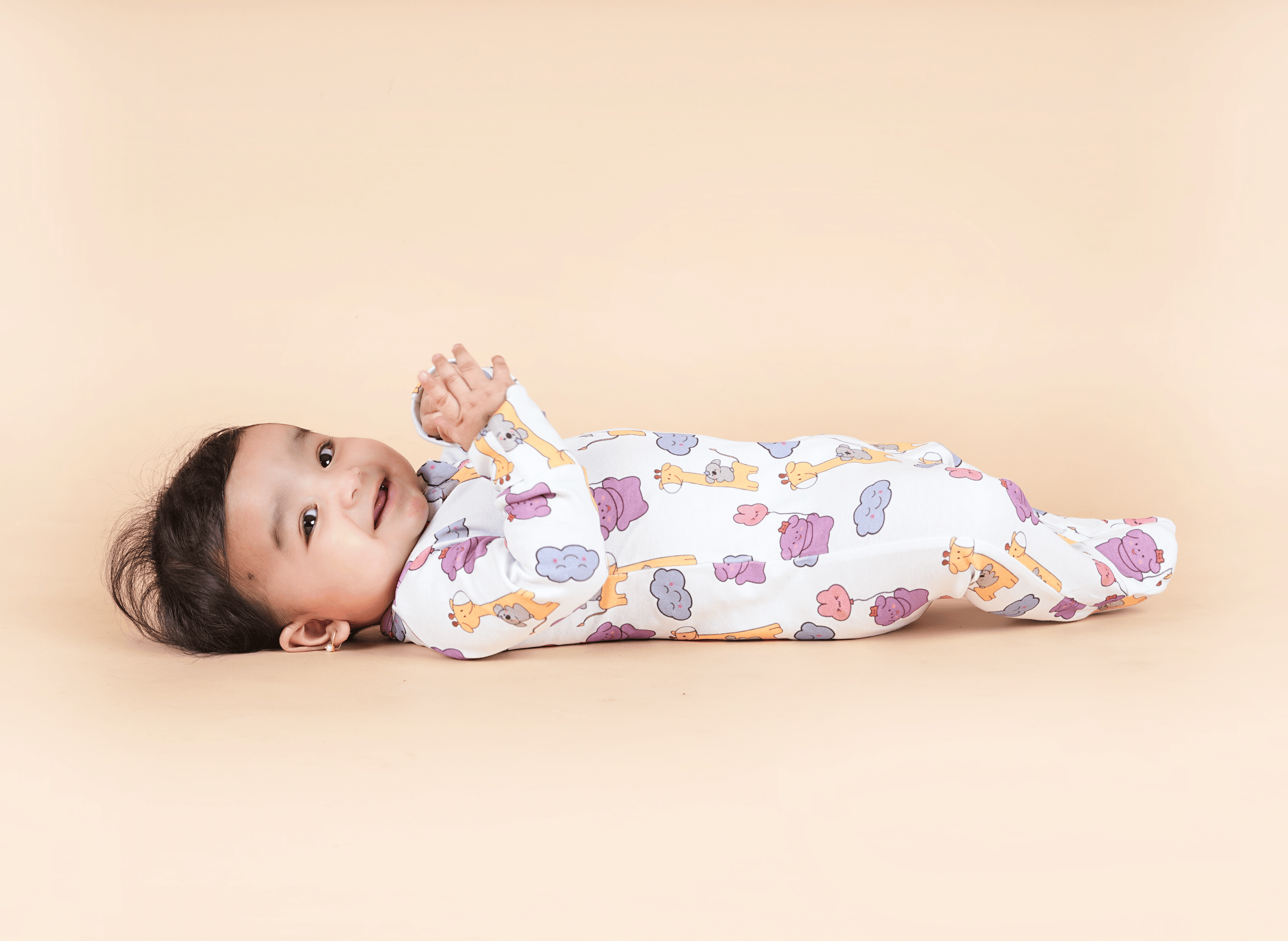 Teddytot Interlock Giraffe Digital Print Organic Cotton Romper + Sleepsuit