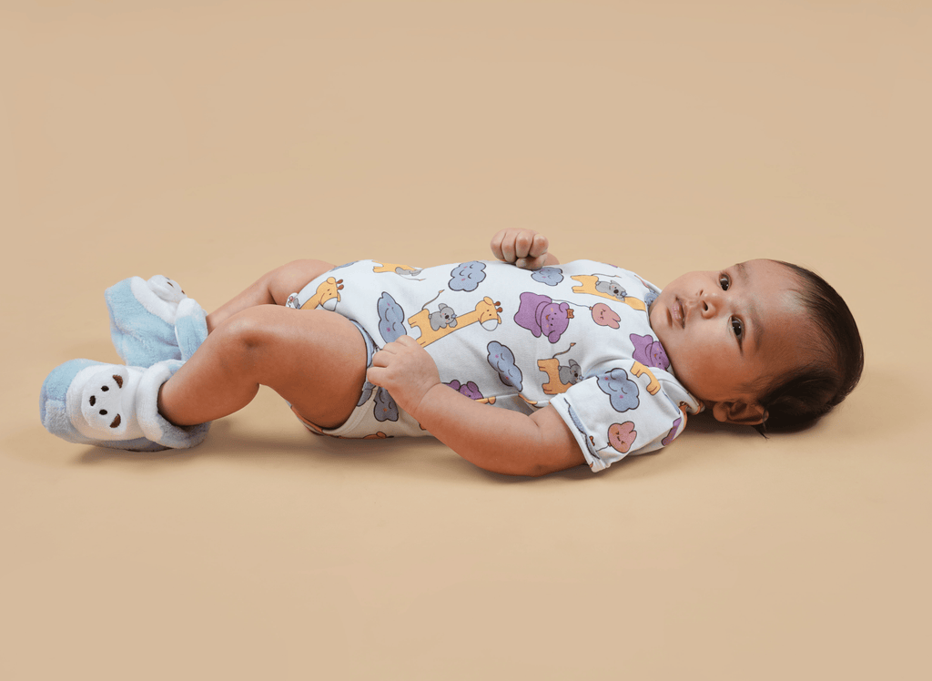 Teddytot Interlock Giraffe Digital Print Organic Cotton Onesie