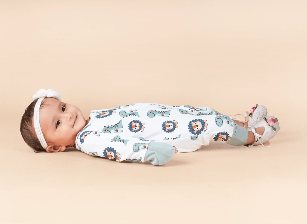 Teddytot Interlock Lion Print Organic Cotton Romper