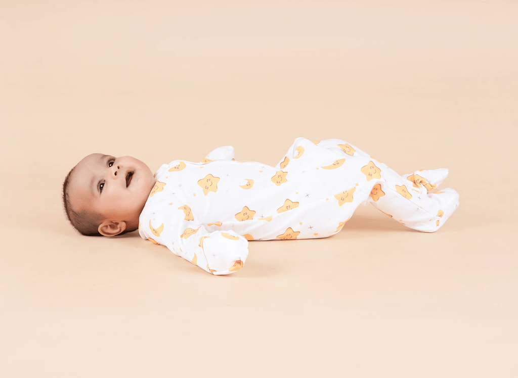 Teddytot Interlock Star Moon Digital Print Organic Cotton Romper + Sleepsuit
