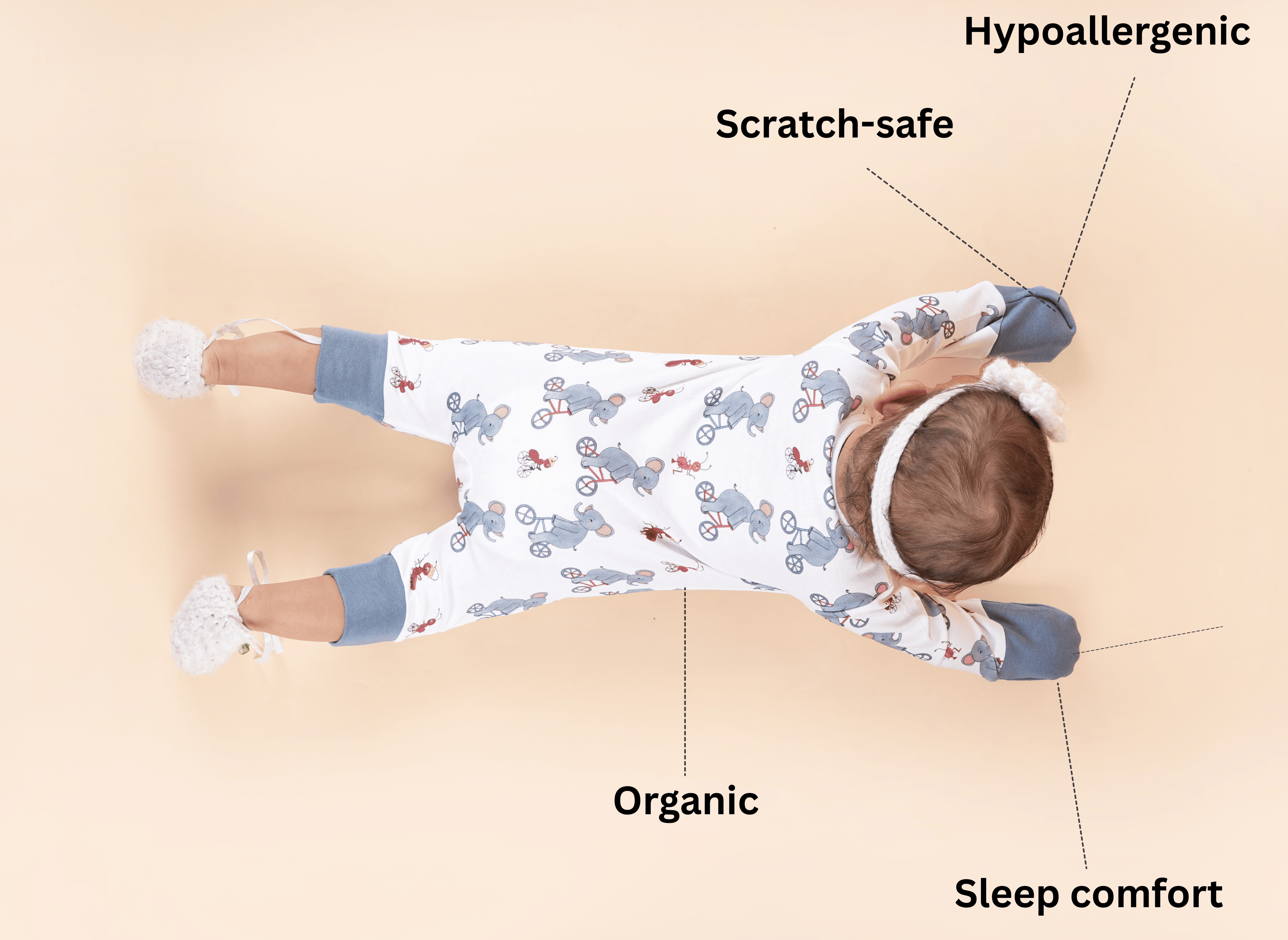 Teddytot Interlock Elephant Print Digital Print Organic Cotton Romper