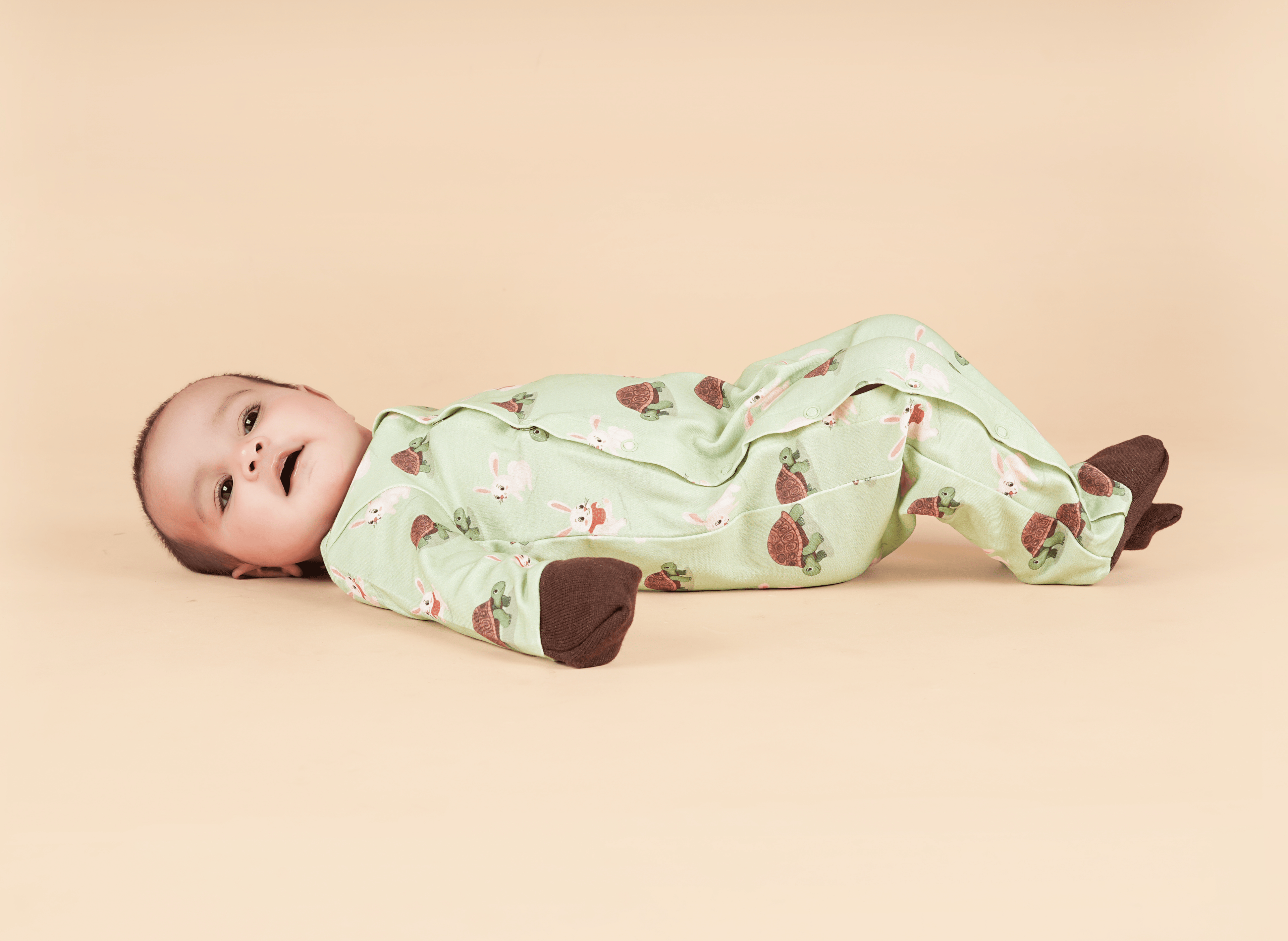 Teddytot Interlock Turtle Bunny Digital Print Organic Cotton Romper + Sleepsuit
