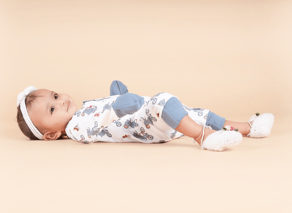 Teddytot Interlock Elephant Print Digital Print Organic Cotton Romper
