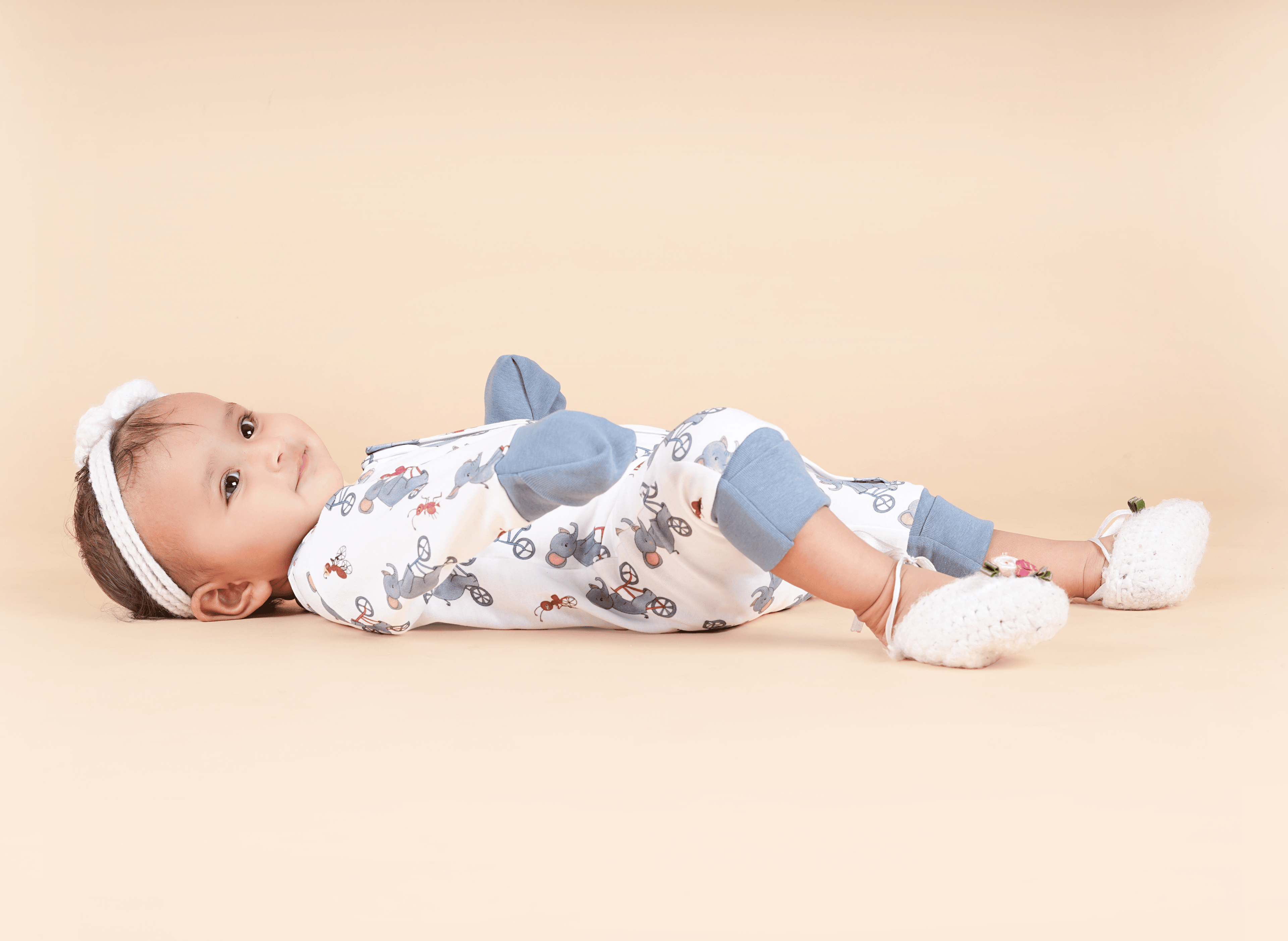 Teddytot Interlock Elephant Print Digital Print Organic Cotton Romper