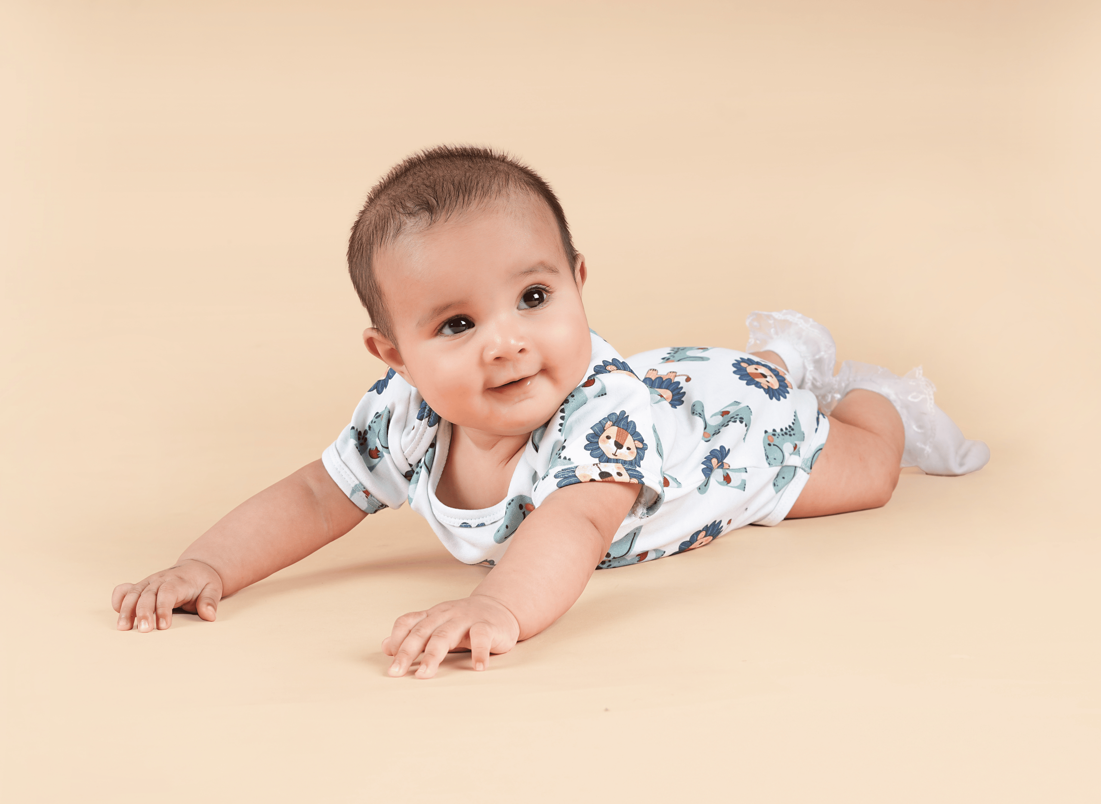 Teddytot Interlock Lion Print Organic Cotton Onesie