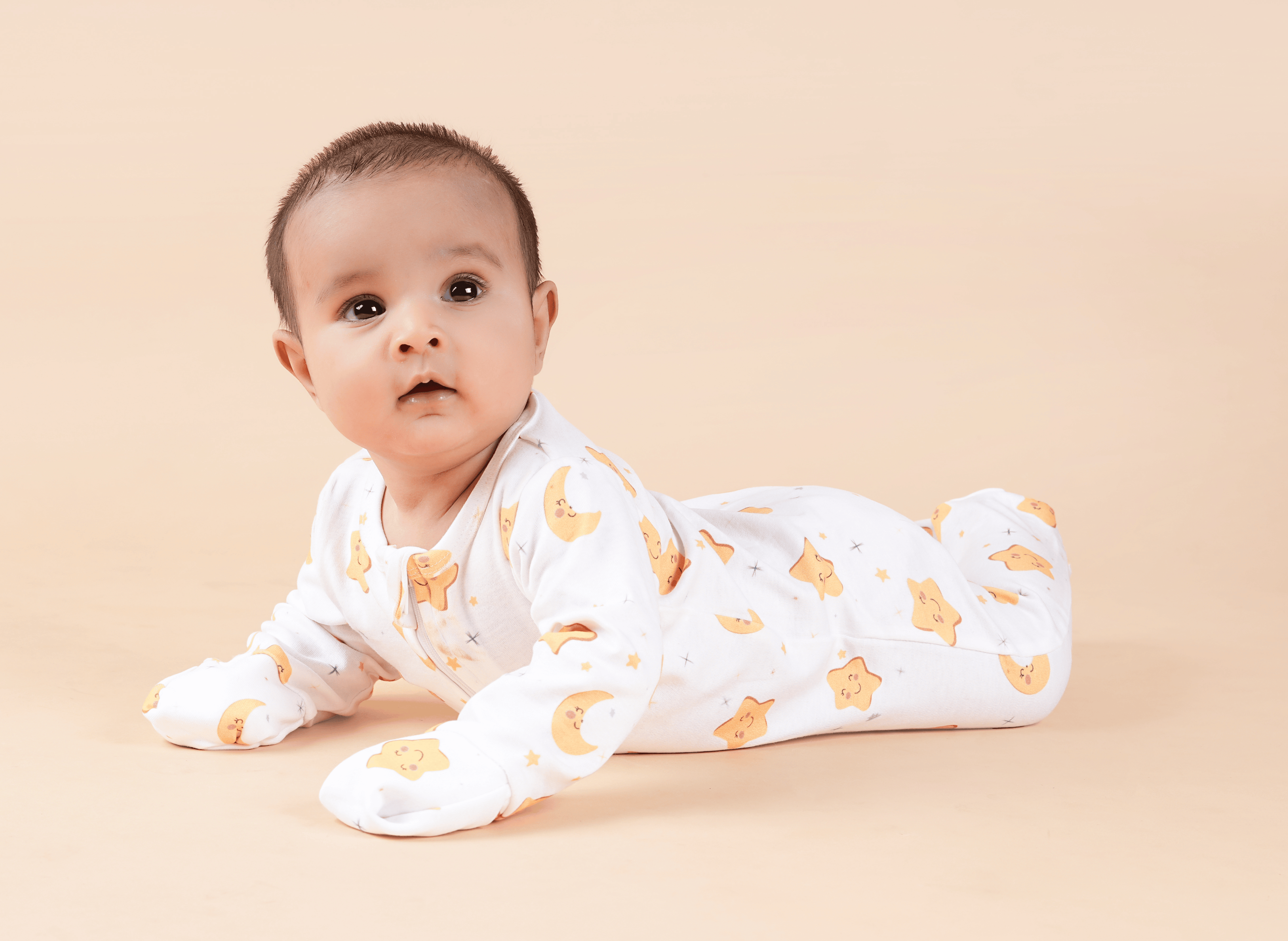 Teddytot Interlock Star Moon Digital Print Organic Cotton Romper + Sleepsuit