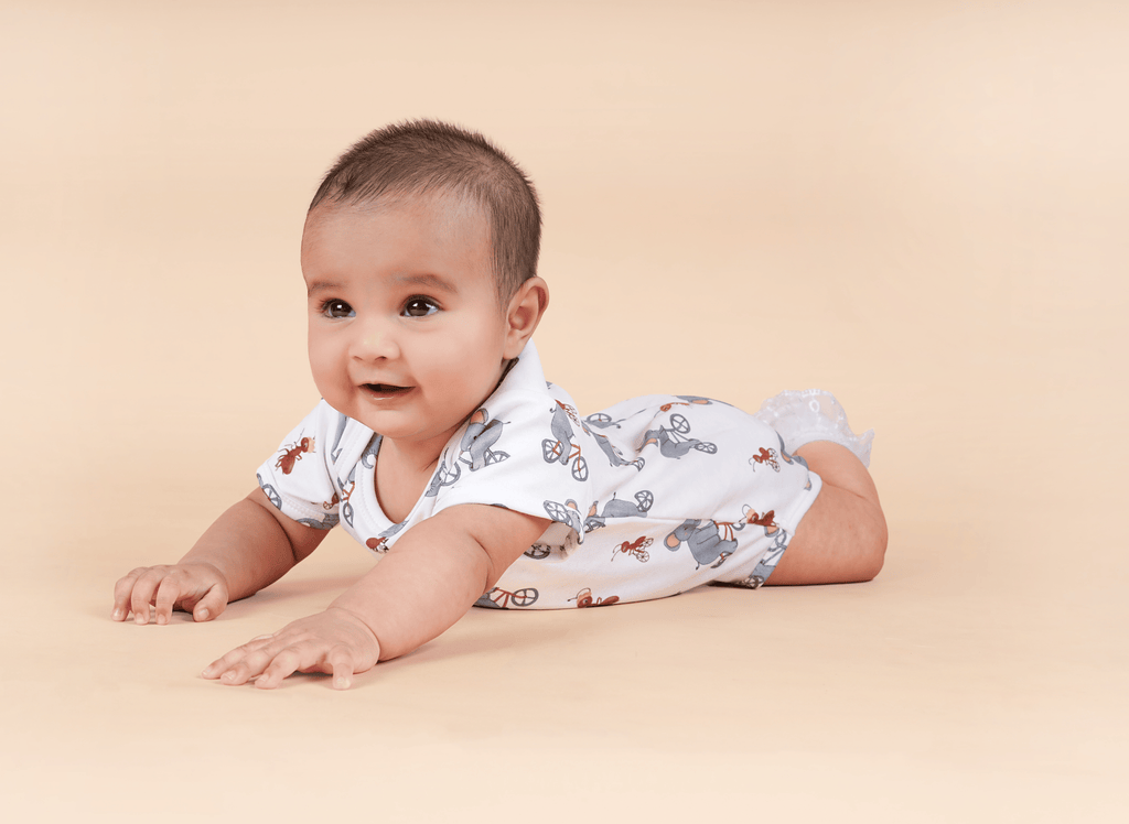 Teddytot Interlock Elephant Pattern Digital Print Organic Cotton Onesie