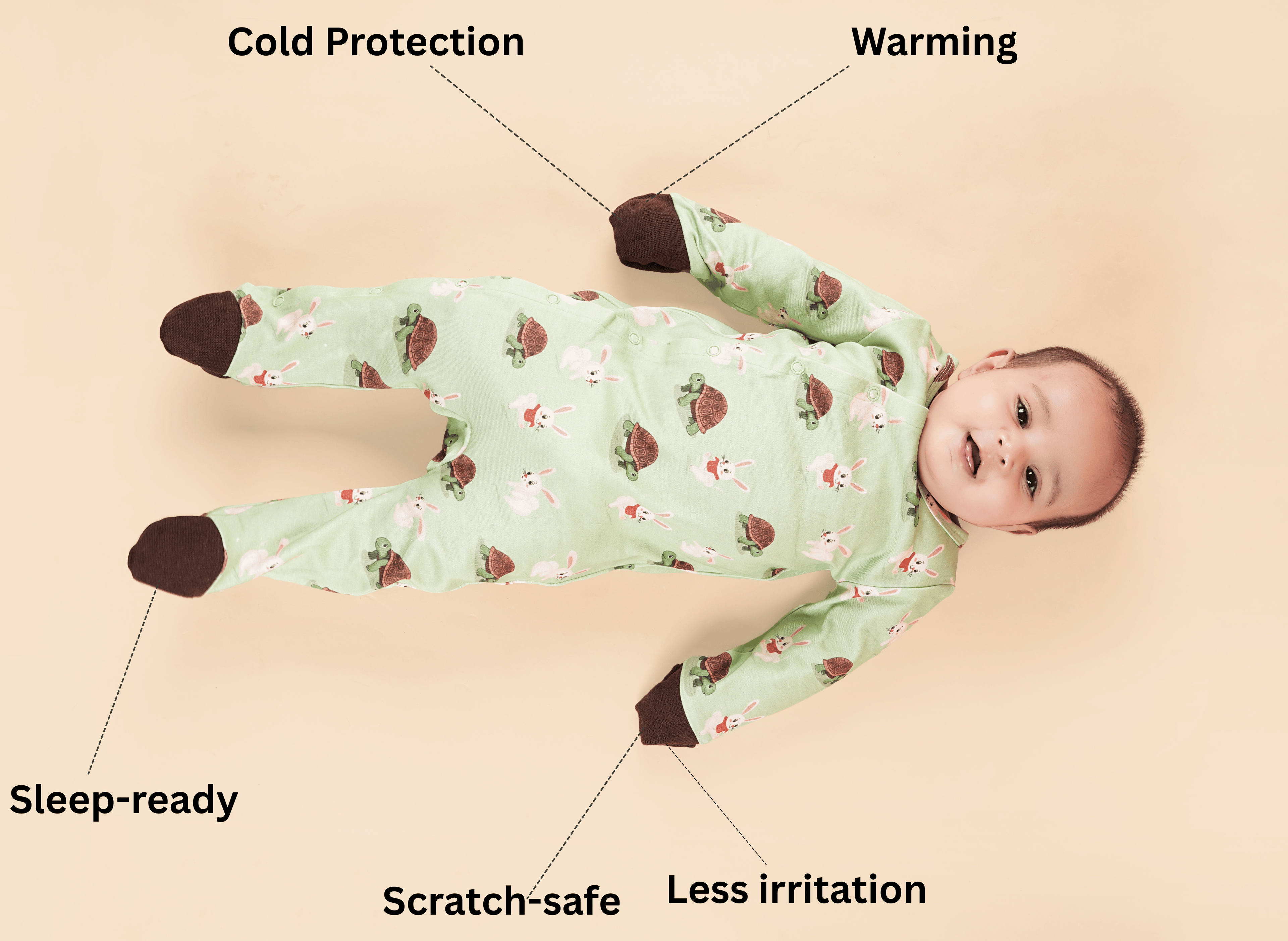 Teddytot Interlock Turtle Bunny Digital Print Organic Cotton Romper + Sleepsuit