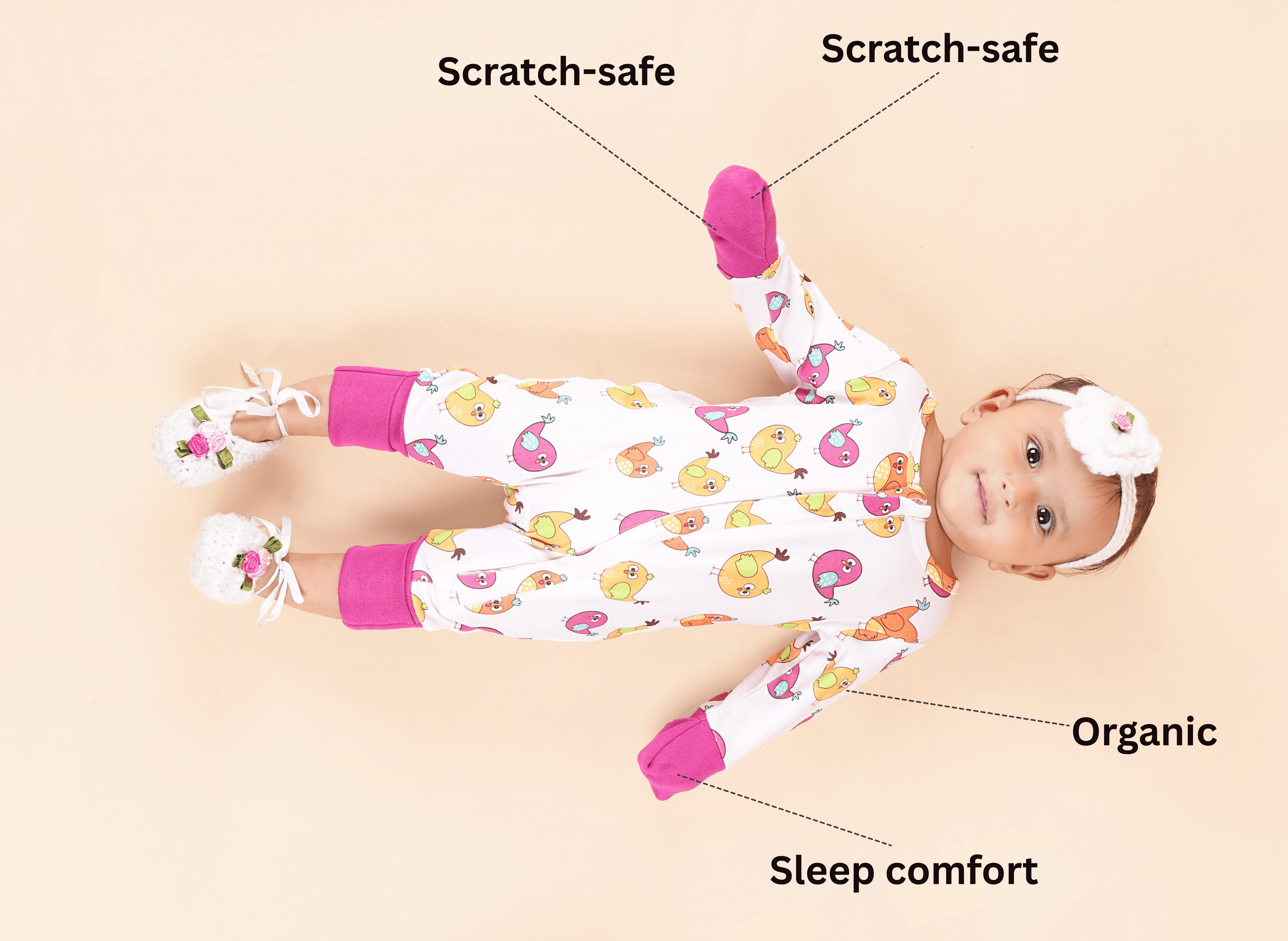 Teddytot Interlock Angry Bird Print Organic Cotton Romper