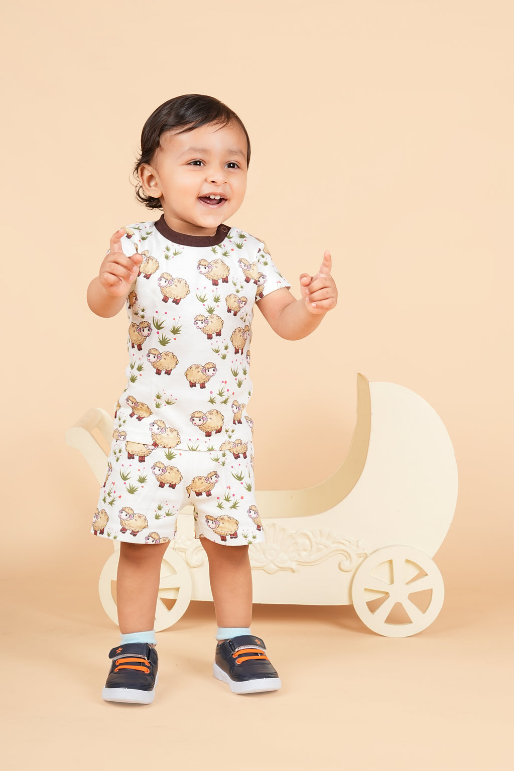 Teddytot Interlock Sheep Digital Print Organic Cotton T-Shirt & Shorts Set