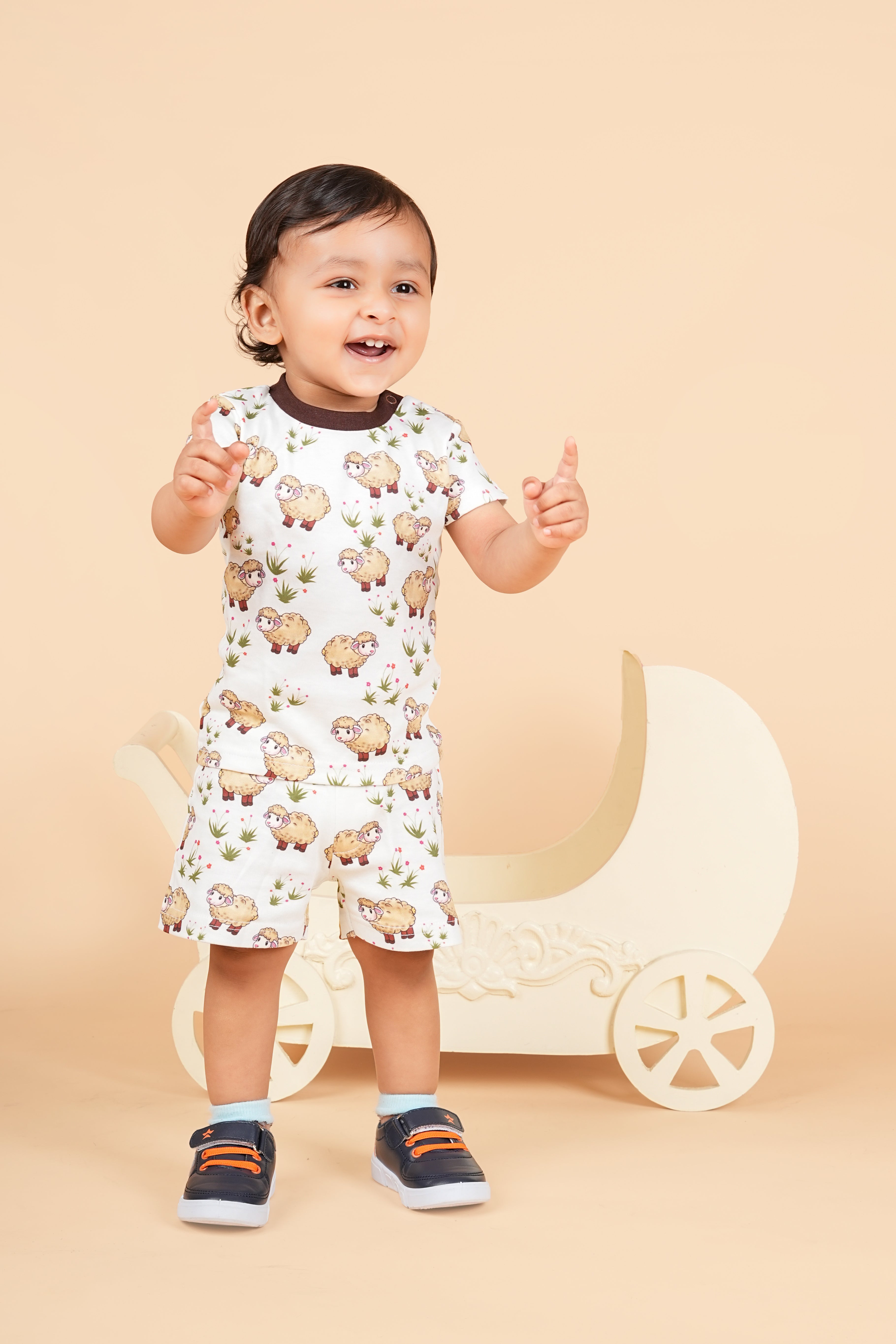 Teddytot Interlock Sheep Digital Print Organic Cotton T-Shirt & Shorts Set