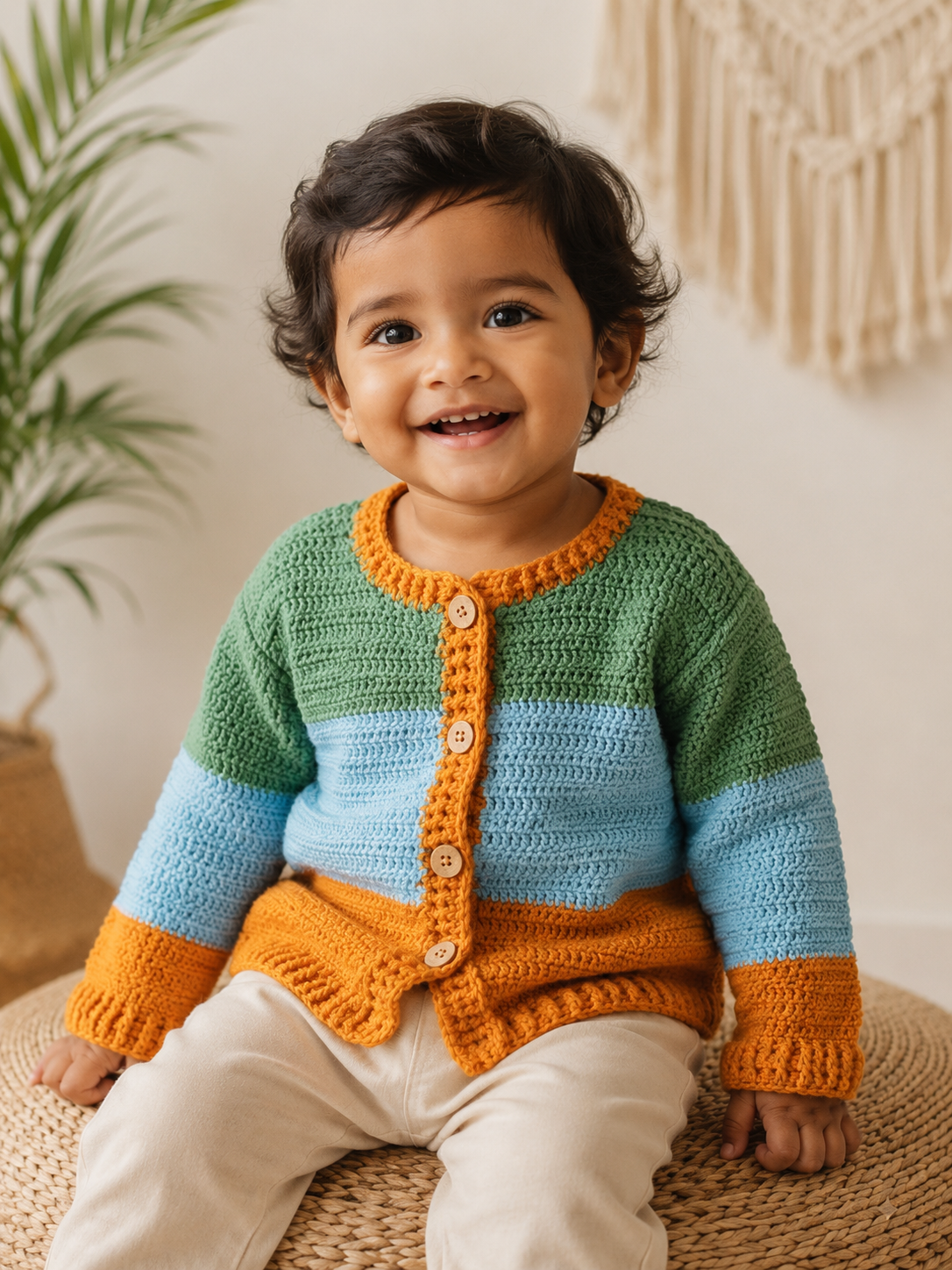 Rainbow Nest Merino Cardigan