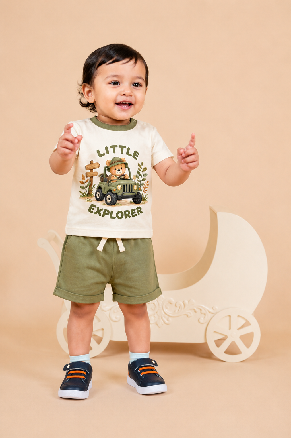 Teddy Print T-Shirt & Shorts Set