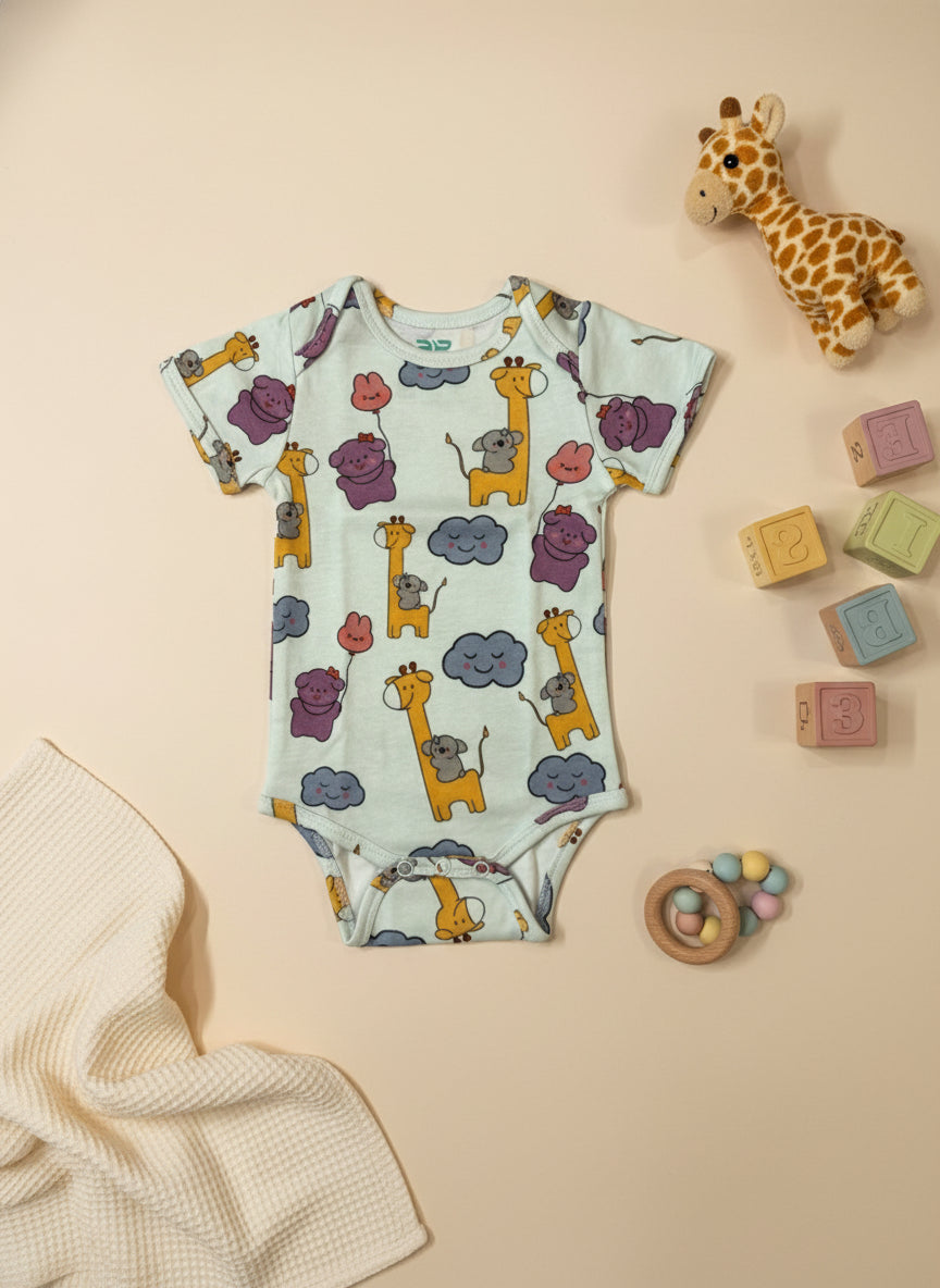 Teddytot Interlock Giraffe Digital Print Organic Cotton Onesie