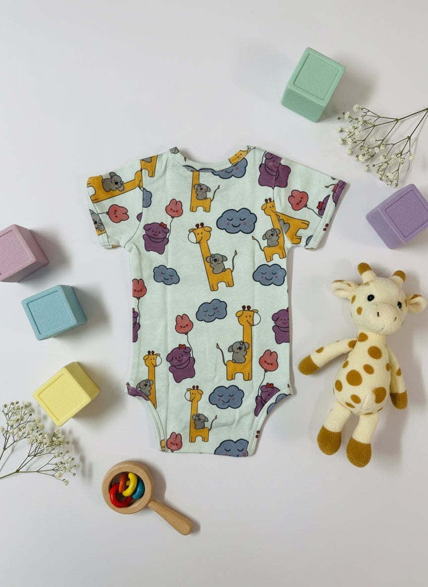 Teddytot Interlock Giraffe Digital Print Organic Cotton Onesie