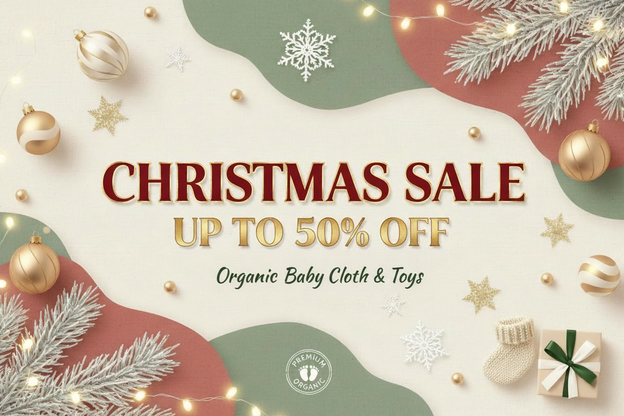 generate-attractive-christmas-sale-banner-to-boost-sales-for-organic-baby-cloth-and-take-image-from-the-existing-product-images-upto-50% off